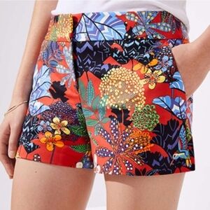 LOFT Floral Hummingbird Print Shorts High Waist Multicolor Womens Size 6